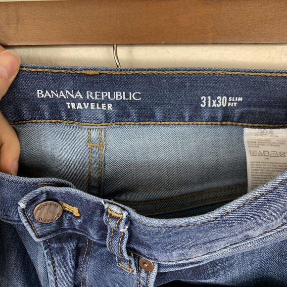 Banana Republic Traveler Slim Fit Stretch Denim Blue Jeans Comfort Mens 31x30 - Picture 4 of 5